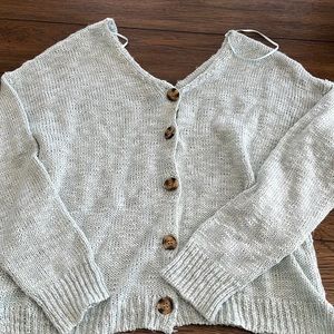 teal button down cardigan